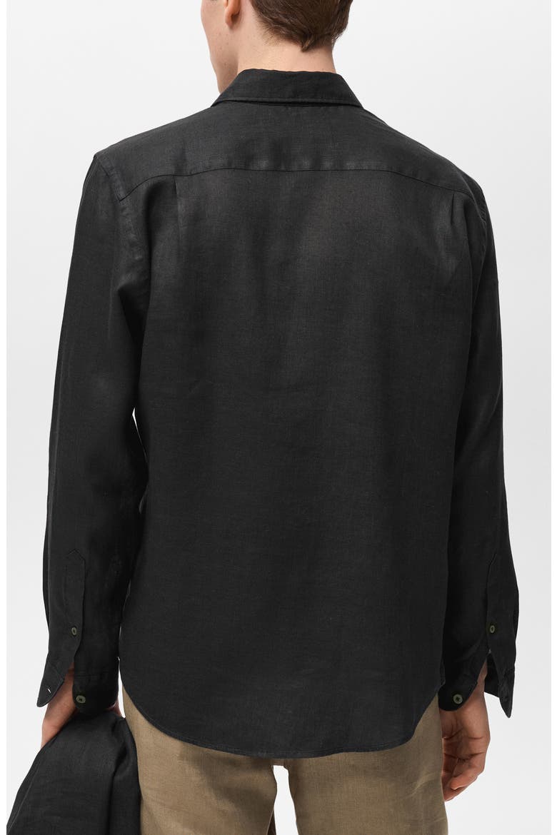 Regular Fit Linen Button-Up Shirt, Alternate, color, BLACK