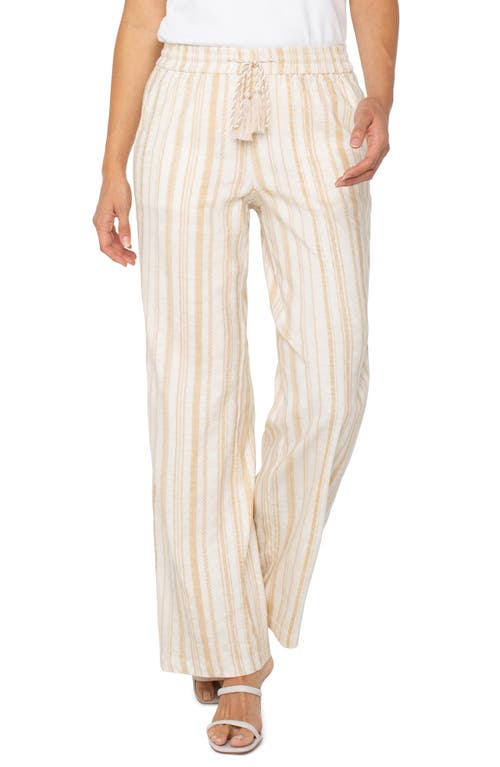 Liverpool Los Angeles Womens Striped Drawstring Waist Wide Leg Pants Pxs Xl In Neutral