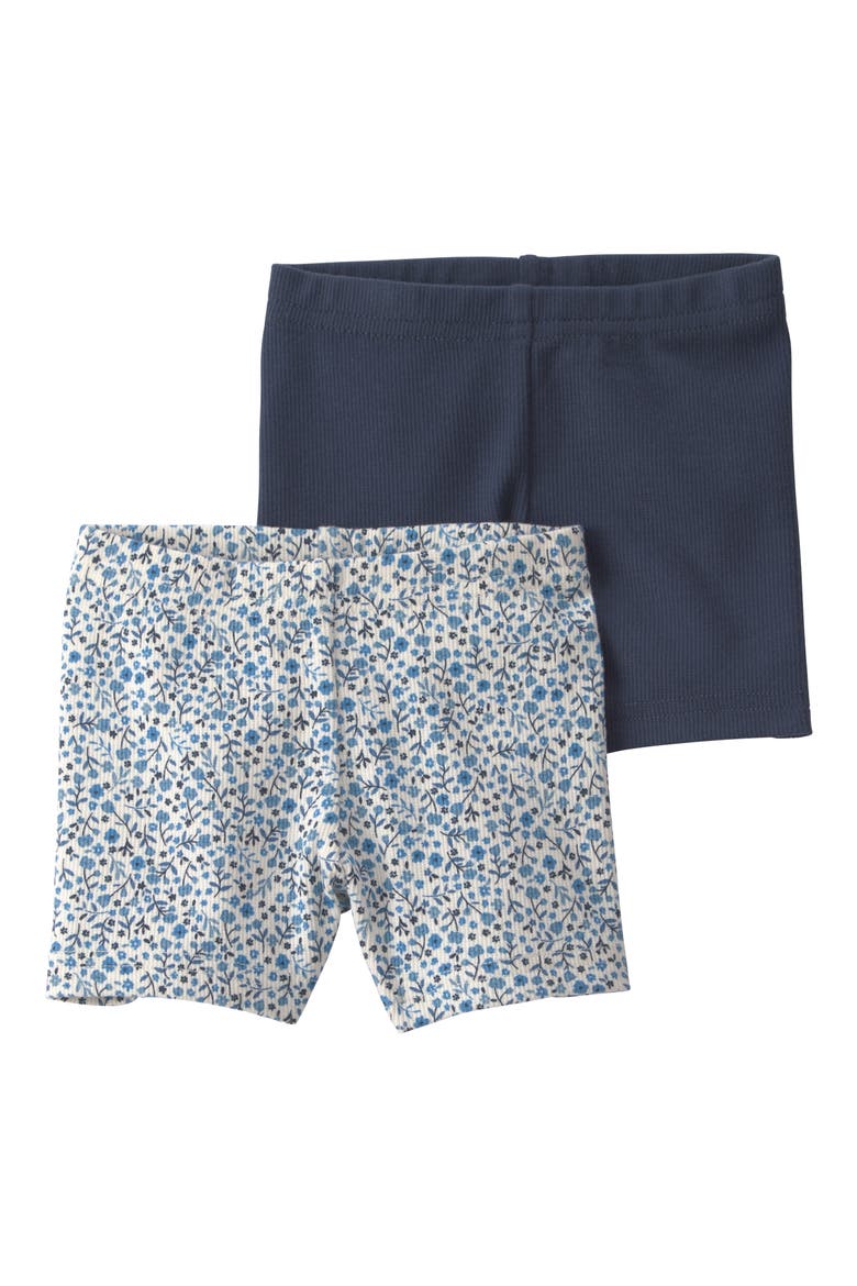 2-Pack Assorted Rib Stretch Organic Cotton Pedal Shorts, Main, color, BLUE FLORAL