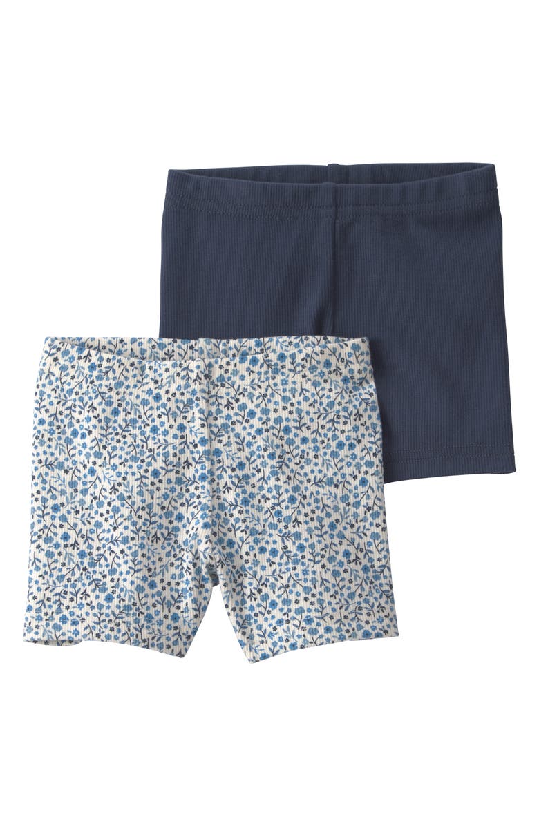 Little Planet 2-Pack Assorted Rib Stretch Organic Cotton Pedal Shorts, Main, color, Blue Floral