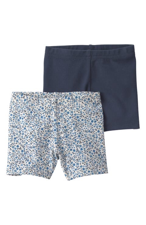 2-Pack Assorted Rib Stretch Organic Cotton Pedal Shorts (Baby)
