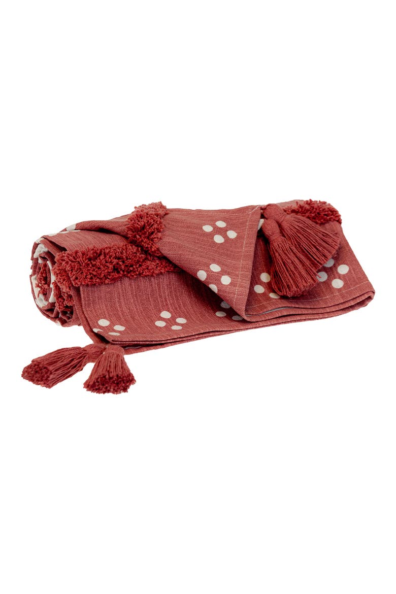 Niko Geometric Tassel Trim Throw Blanket, Alternate, color, PINK