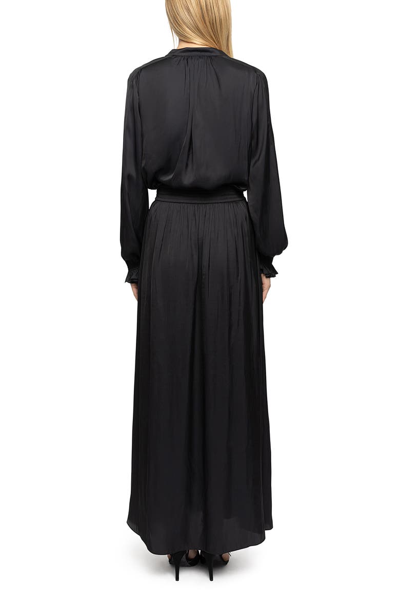Rayado Satin Maxi Dress, Alternate, color, BLACK