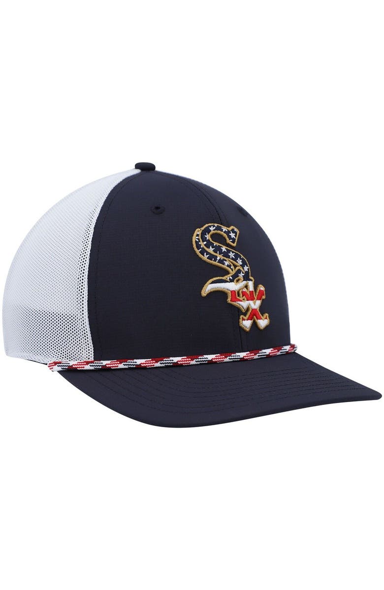 '47 Men's '47 Navy/White Chicago White Sox Flag Fill Trucker Snapback Hat, Alternate, color, Navy