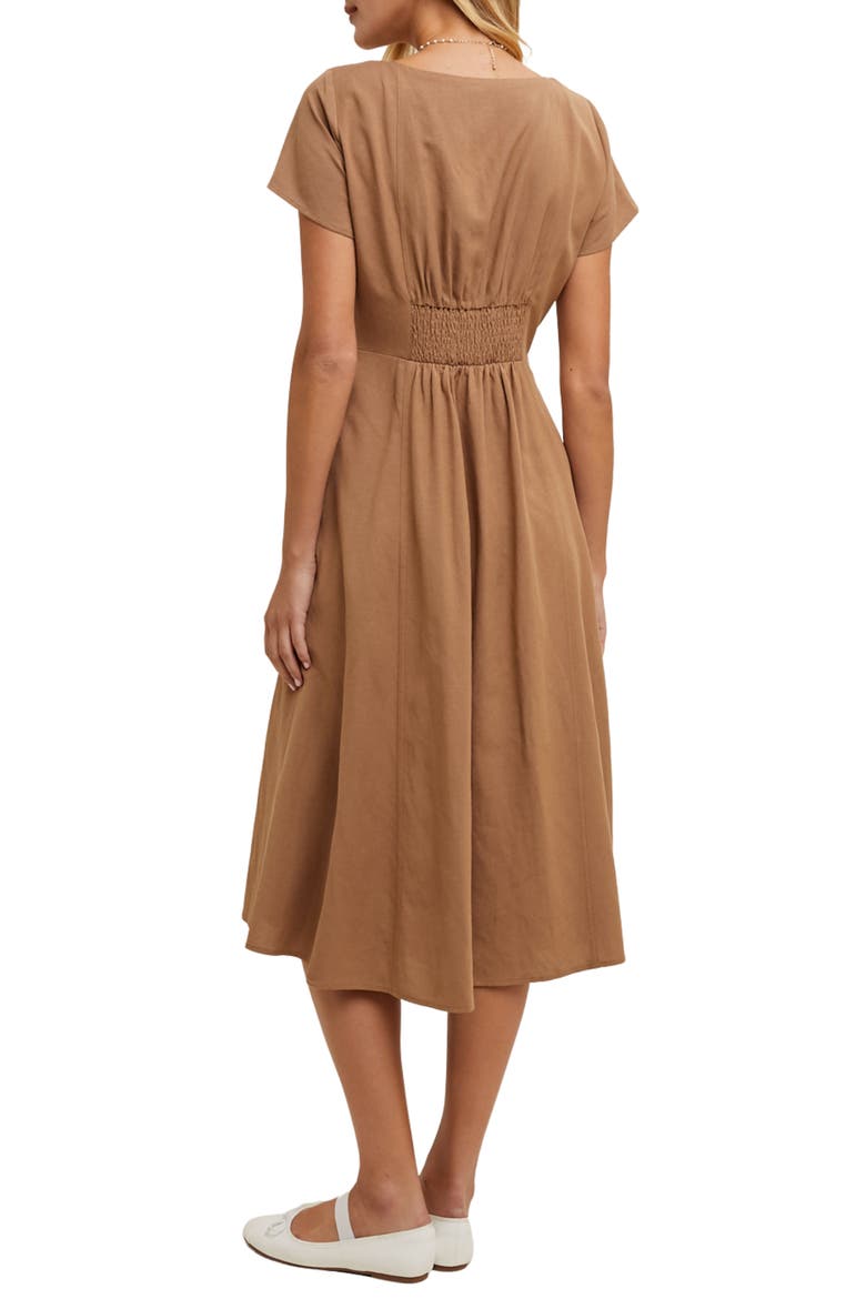 Flare Square Neck Midi Dress, Alternate, color, MOCHA