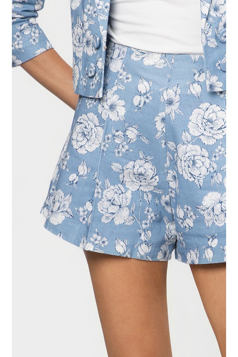 Carmine Floral Linen Shorts, Alternate, color, Heritage Toile Bl/Wh
