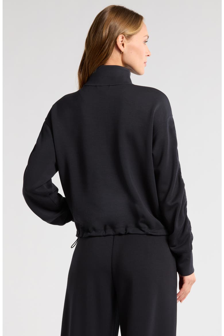 Soft Luxe Ruched Sleeve Zip Jacket, Alternate, color, BLACK