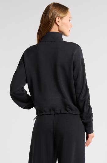 Zella Ultra Soft Ruched Sleeve Front Zip Scuba Knit Jacket Zella Ultra Soft Ruched Sleeve Front Zip Scuba Knit Jacket