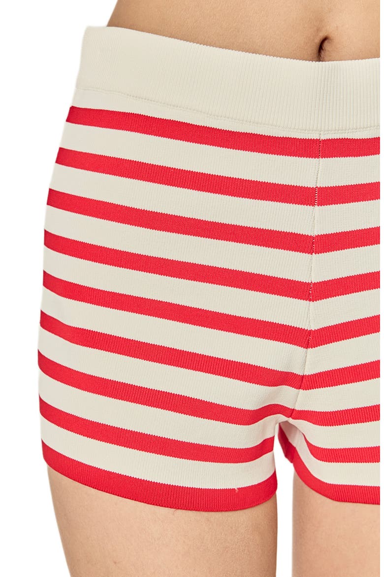 Stripe Knit Shorts, Alternate, color, WHITE/ RED