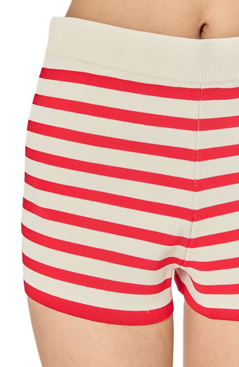 English Factory Stripe Knit Shorts, Alternate, color, White/ Red