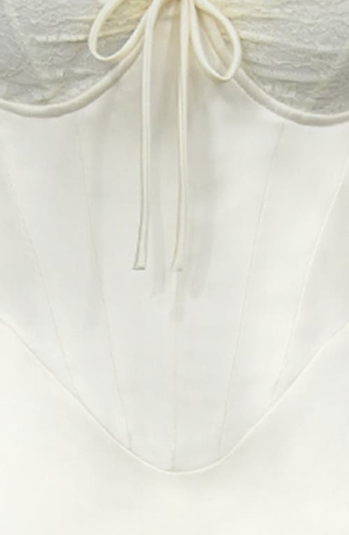 House Of Cb Perdi Corset Bodice Long Sleeve Gown In Ivory