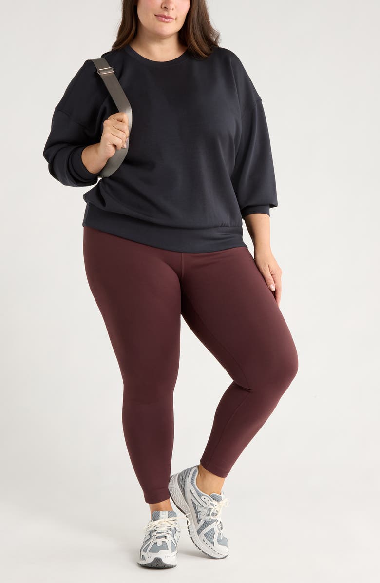 Zella Ultrasoft Boxy Knit Crew Sweatshirt, Alternate, color, Black