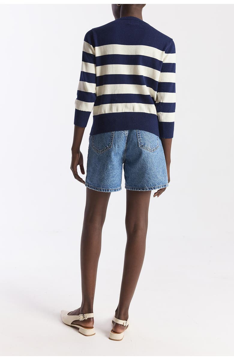 WISPR Embroidery Stripe Cardigan, Alternate, color, Navy/Cream