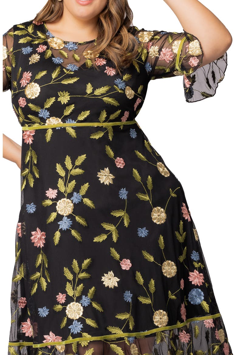 Wildflower Embroidered Dress, Alternate, color, BLACK BLOSSOM PRINT