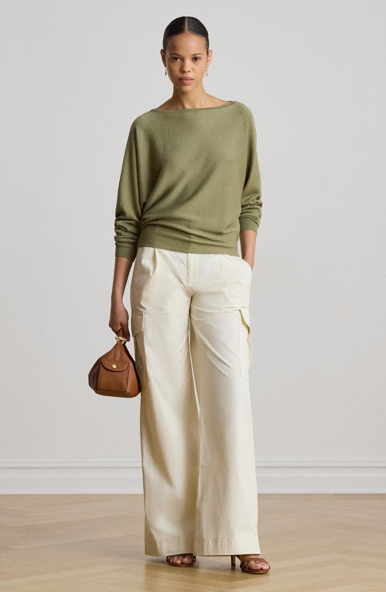 Lauren Ralph Lauren Boat Neck Cotton & Modal Sweater, Alternate, color, Light Agave Green