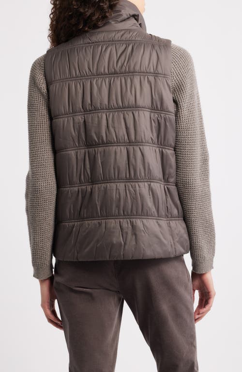 Eileen Fisher Ruched High Collar Vest In Gray