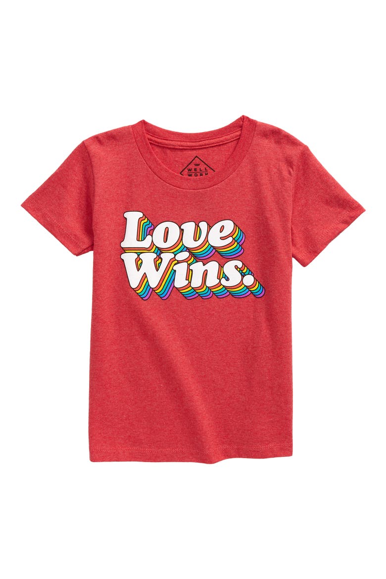 Kids' Love Wins Pride Graphic Tee, Main, color, RED HEATHER
