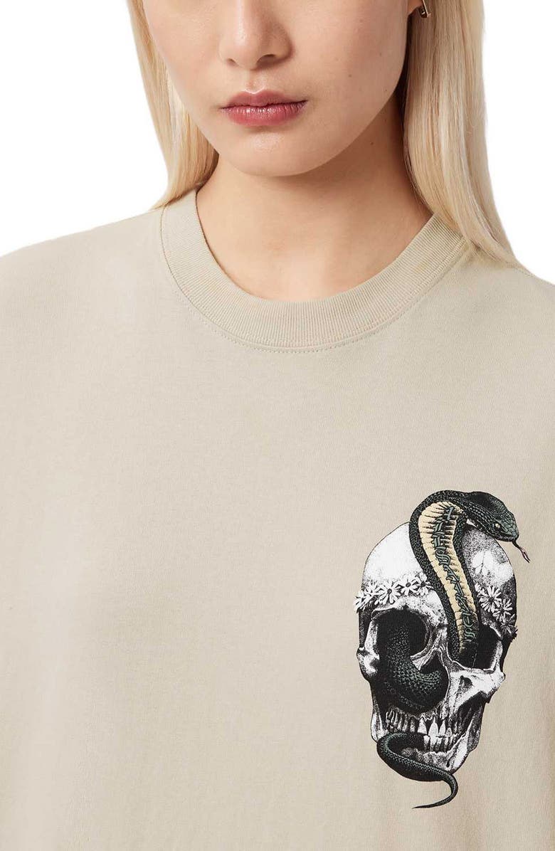 AllSaints Snakehead Etta Cotton Graphic T-Shirt, Alternate, color, Almond White