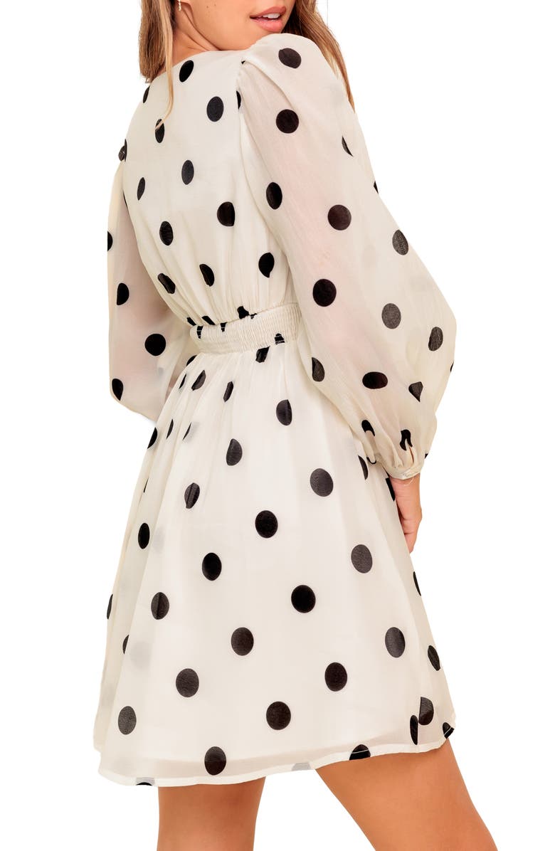 FLYING TOMATO Polka Dot Long Sleeve Fit & Flare Dress, Alternate, color,
