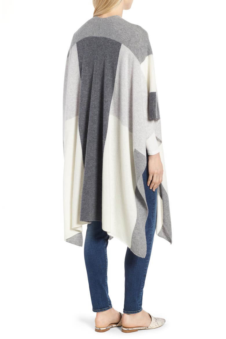 Colorblock Cashmere Ruana, Alternate, color, GREY MEDIUM HEATHER COMBO