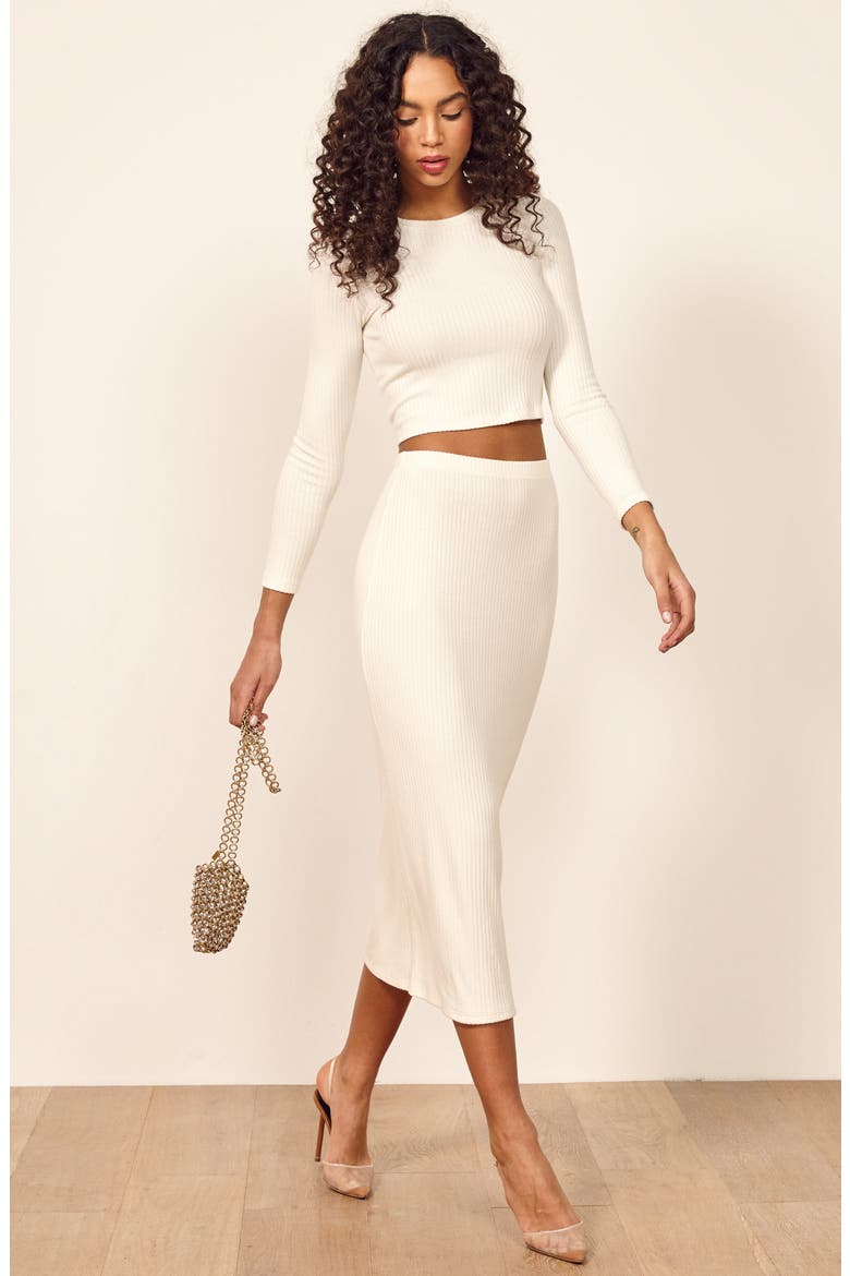 Viola Midi Skirt, Alternate, color, IVORY