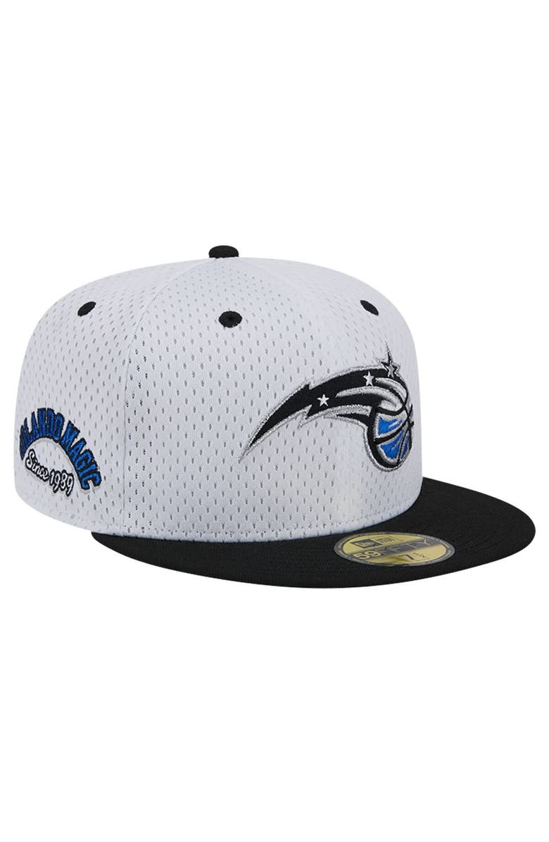 New Era Men's New Era White/Black Orlando Magic Throwback 2Tone 59FIFTY Fitted Hat, Main, color, White