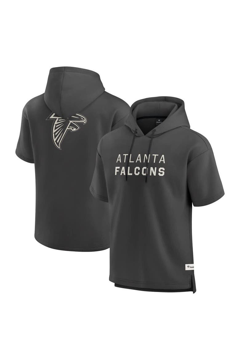 Men's Fanatics Charcoal Atlanta Falcons Elements Future Ground Lettering Short Sleeve Pullover Hoodie, Main, color, Charcoal