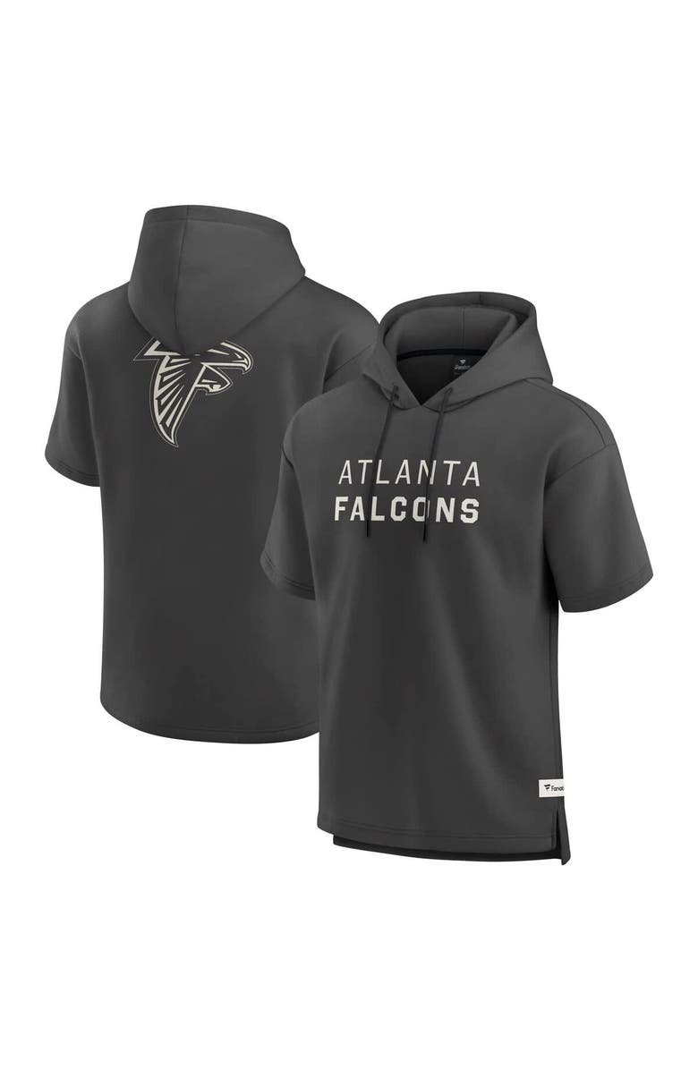 FANATICS Men's Fanatics Charcoal Atlanta Falcons Elements Future Ground Lettering Short Sleeve Pullover Hoodie, Main, color, Charcoal