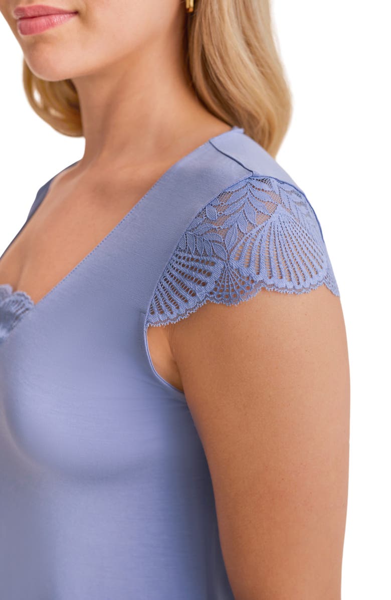 Fleur't Belle Époque Lace Trim Knit Capri Pajamas, Alternate, color, Denim