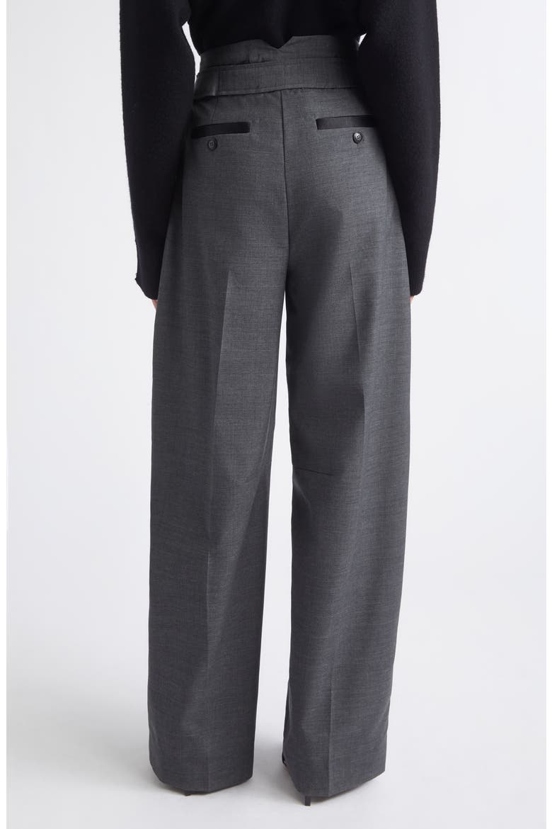 Pleat Front High Waist Tropical Wool Wide Leg Trousers, Alternate, color, LIGHT CHARCOAL