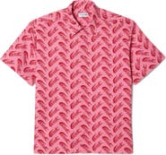 Lacoste Relaxed Fit Logo Print Short Sleeve Button-Up Shirt