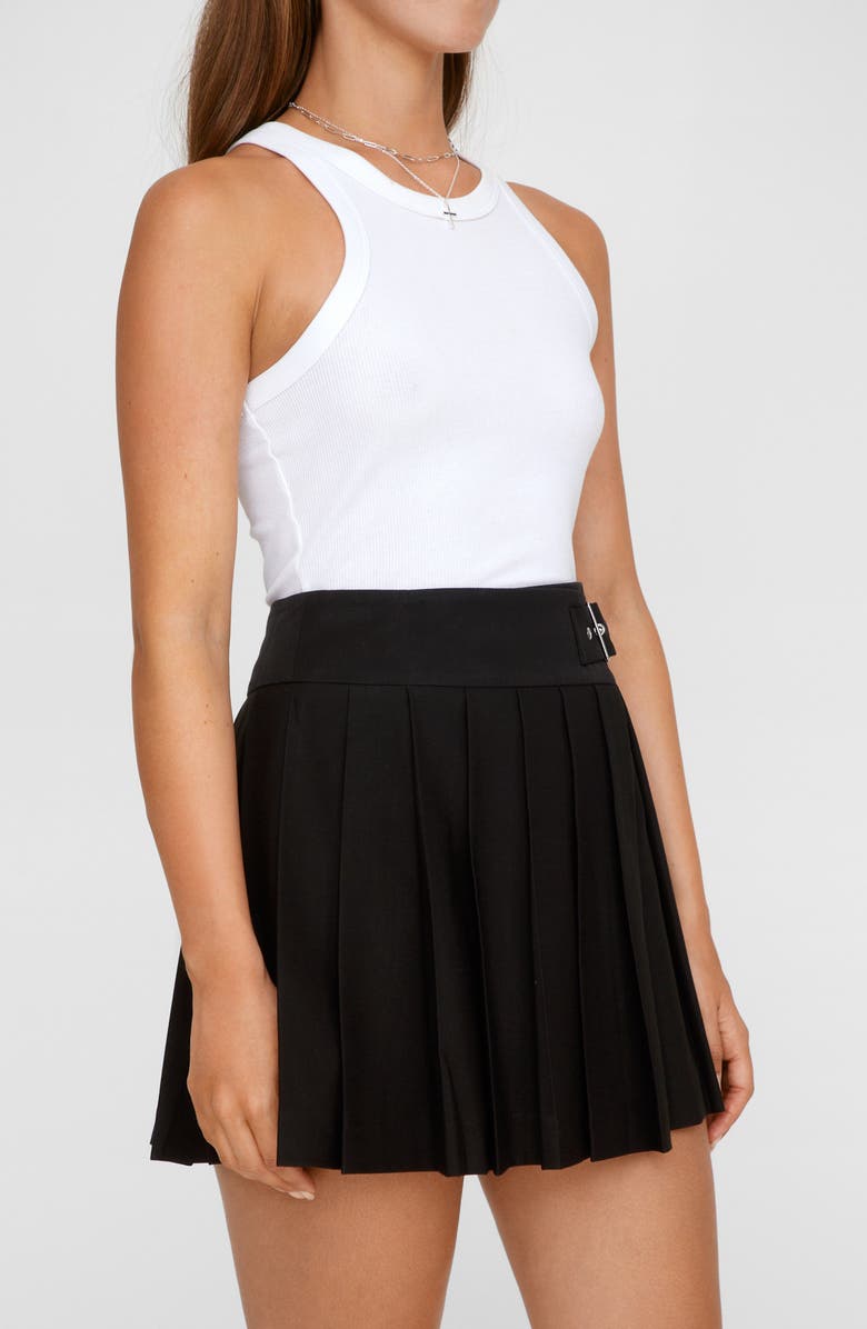NASTY GAL Buckle Detail Pleated Miniskirt, Alternate, color, 