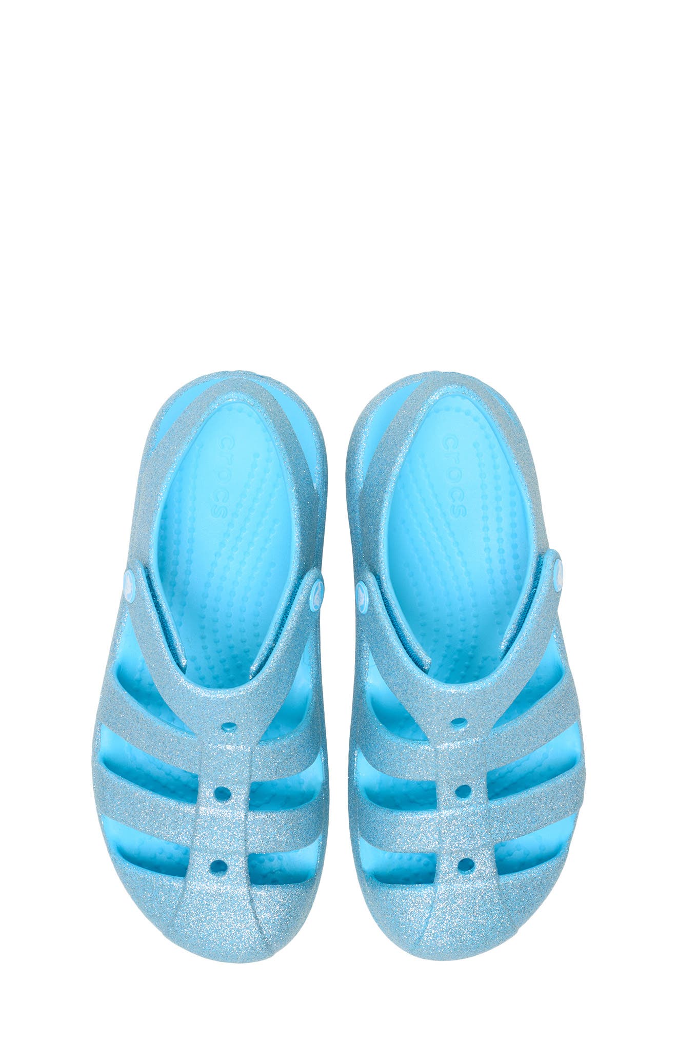 CROCS Kids' Glitter Classic Fisherman Sandal, Alternate, color, Tinted Glass