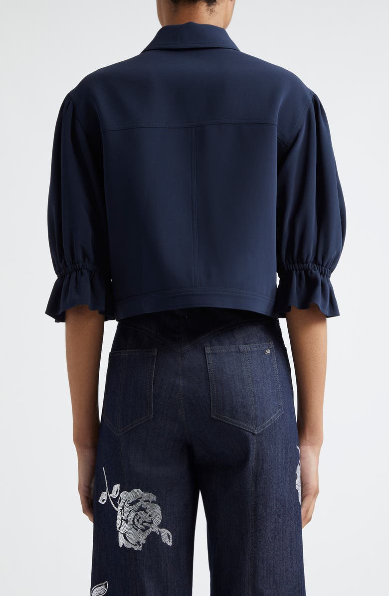 Cinq à Sept Julieta Flower Button Crop Jacket, Alternate, color, Navy