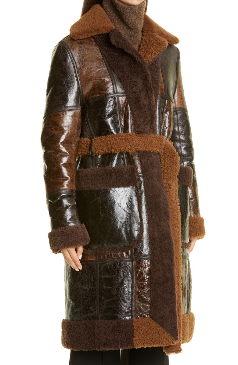 Peter Do Colorblock Reversible Genuine Shearling Coat, Alternate, color, 