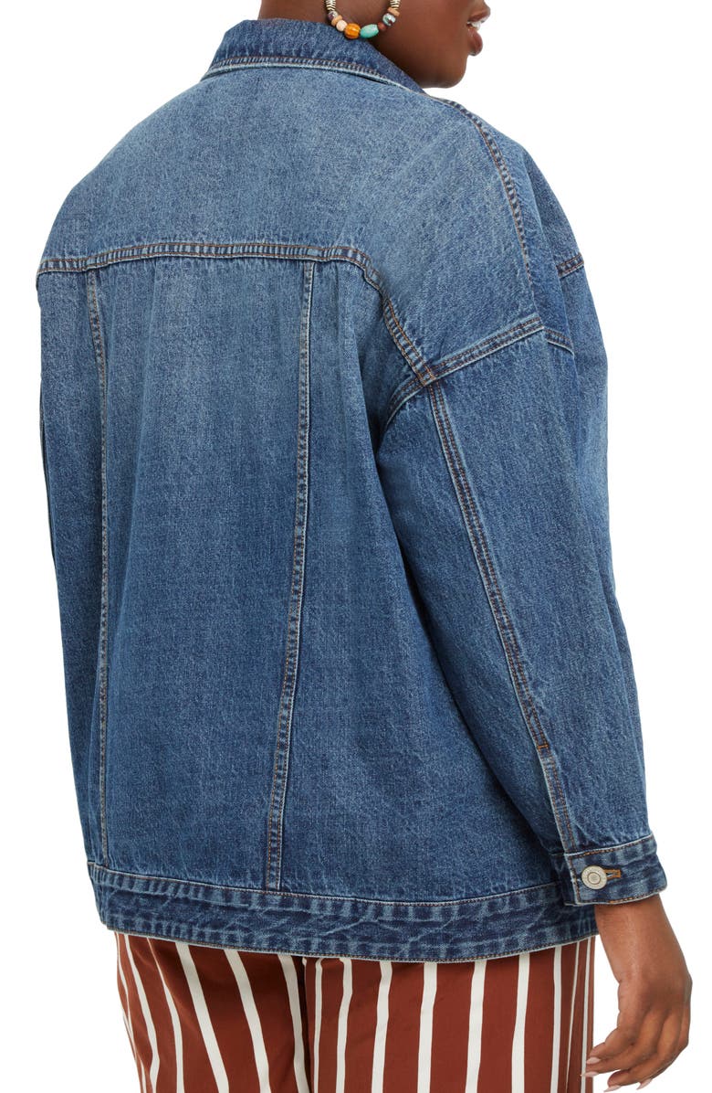 ELOQUII Boyfriend Denim Trucker Jacket, Alternate, color,