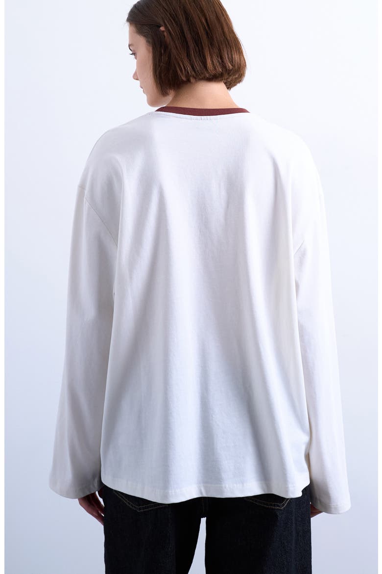 Contrast Ringer Skater Long Sleeve Graphic T-Shirt, Alternate, color, WHITE