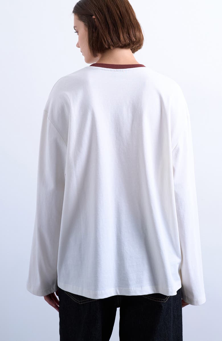 Topshop Contrast Ringer Skater Long Sleeve Graphic T-Shirt, Alternate, color, 