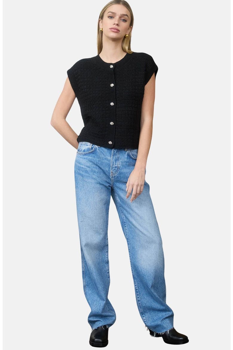 Cap Sleeve Button Front Cardigan, Alternate, color, BLACK