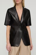 Lafayette 148 New York Short Sleeve Napa Leather Blazer