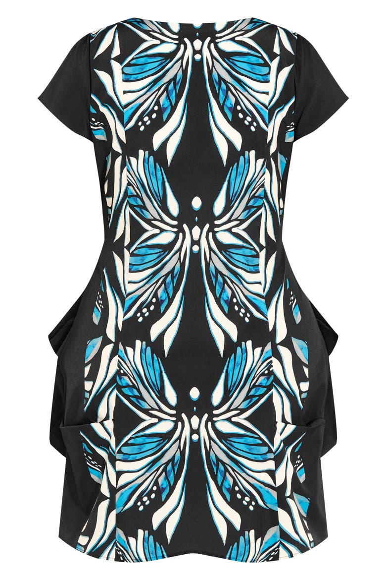 Nadia Print Tunic, Alternate, color, BLACK/ BLUE PRINT