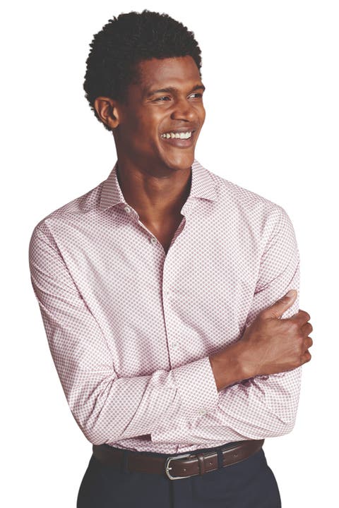 Slim Fit Medallion Non-Iron Stretch Print Shirt