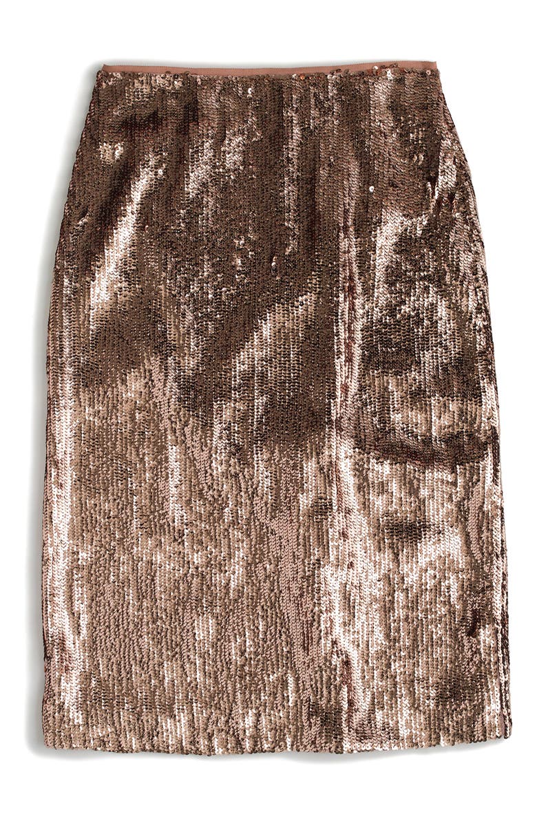 J.Crew Rose Gold Sequin Skirt, Alternate, color, 