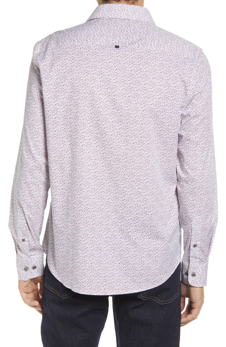 Stone Rose Wine Glass Print Stretch Button-Up Shirt, Alternate, color, 