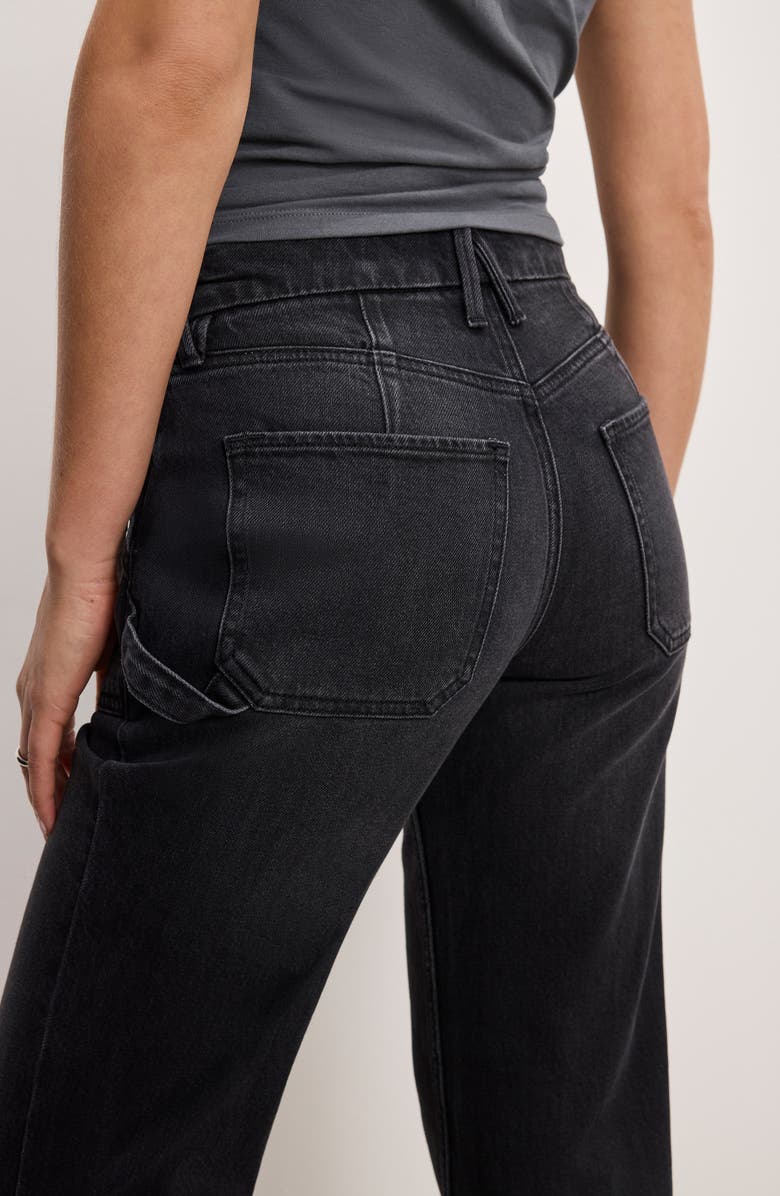 Good American Good Icon High Waist Straight Leg Carpenter Jeans, Alternate, color, Black354