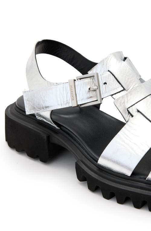 Allsaints Tess Lug Sole Fisherman Sandal In Silver