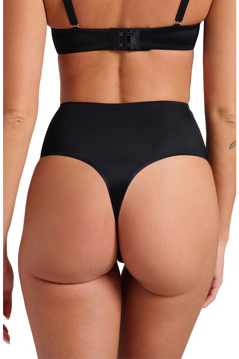 Smooth Satin Thong, Alternate, color, Black