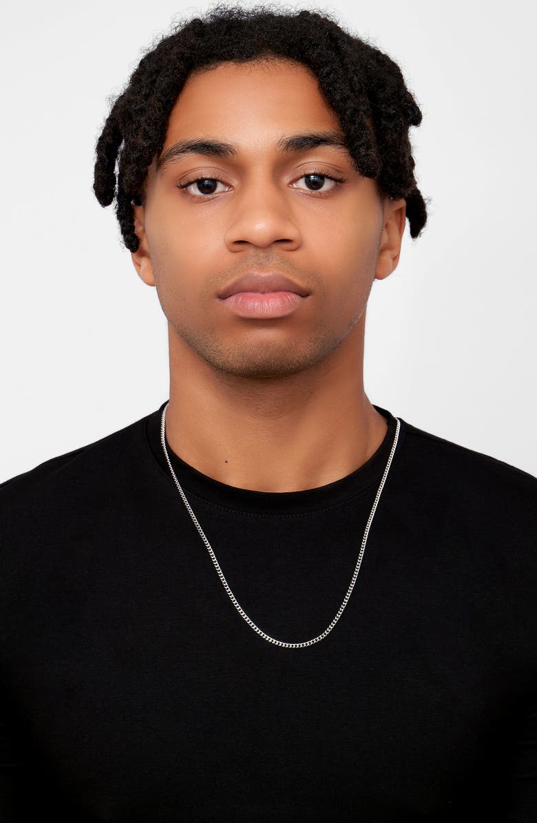 Adornia Men's Water Resistant Cuban Chain Link Necklace, Alternate, color, Silver