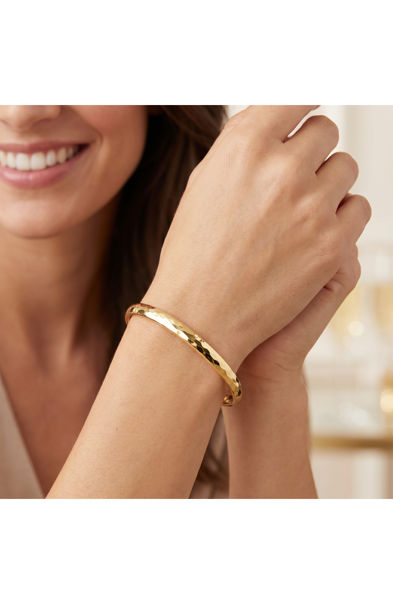 Bliss Diamond 5mm Hammered Bangle Bracelet 18k Gold Over Silver, Alternate, color, 18K Yellow Gold