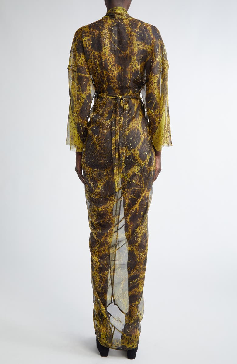Rick Owens Sheer Long Sleeve Silk Wrap Gown, Alternate, color, 